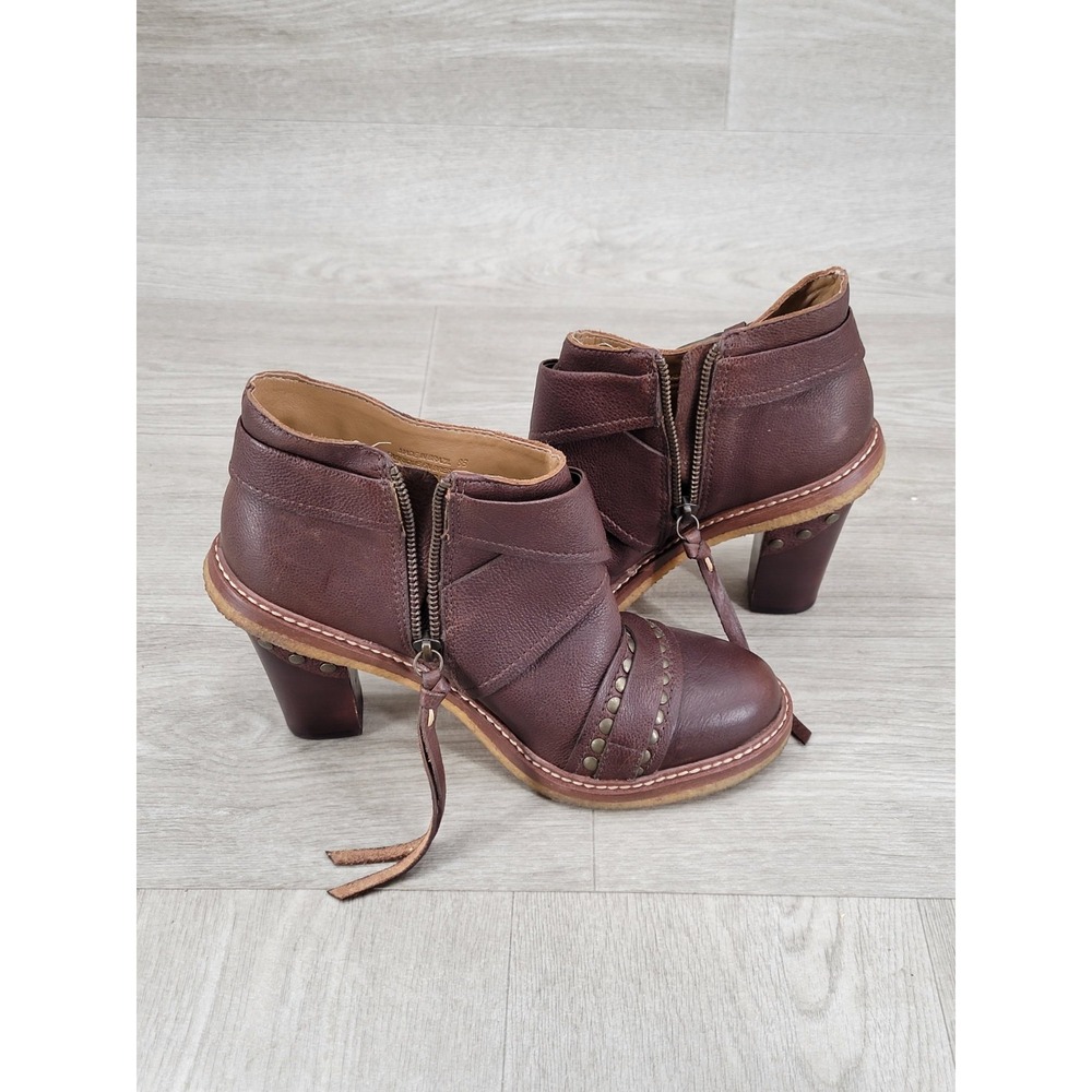 Schuler & Sons Philadelphia Leather Ankle Boots Women's Size 8B Brown Zip Up